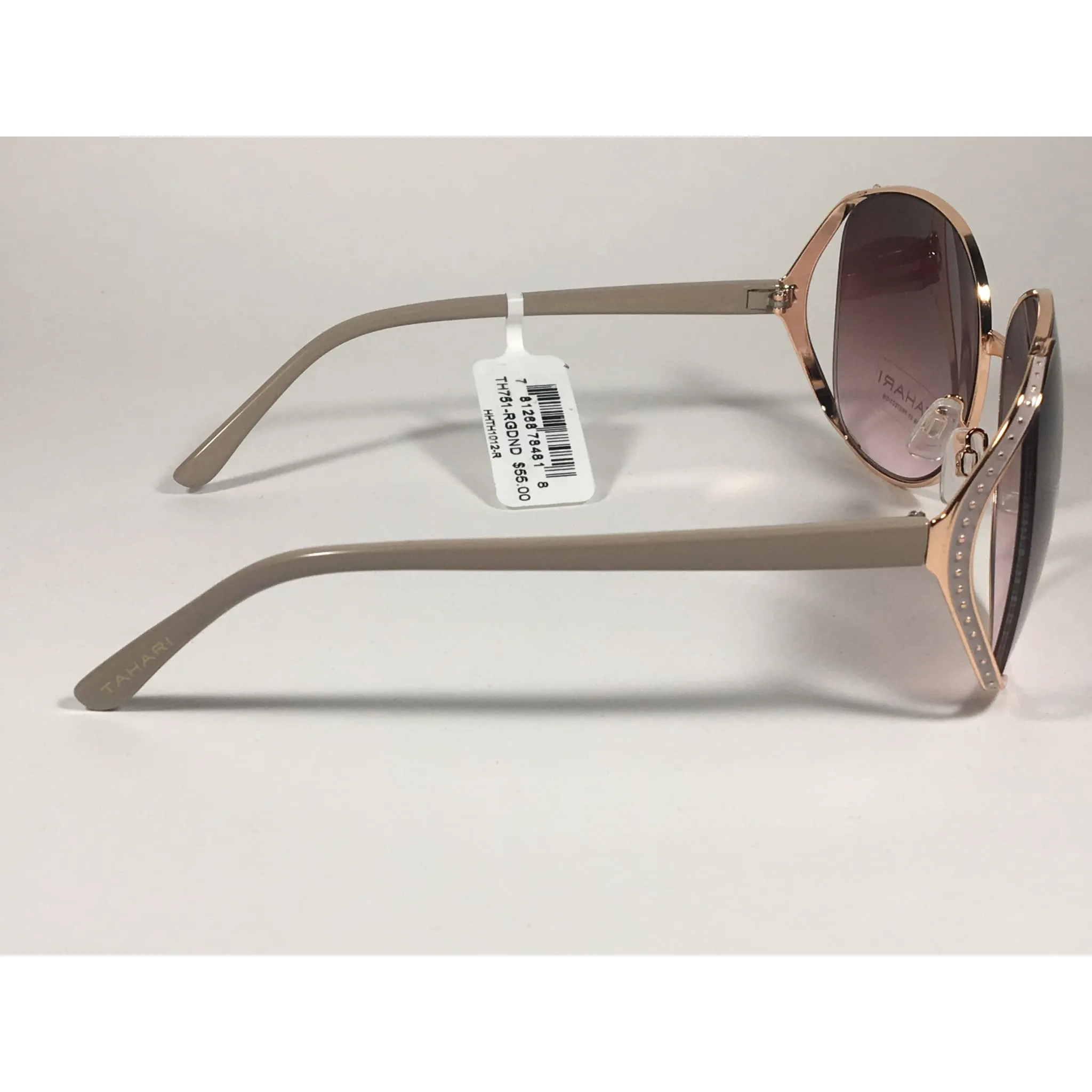 Tahari Oversized Sunglasses Nude Rose Gold Frame Rose Gradient Lens TH751 RGDND