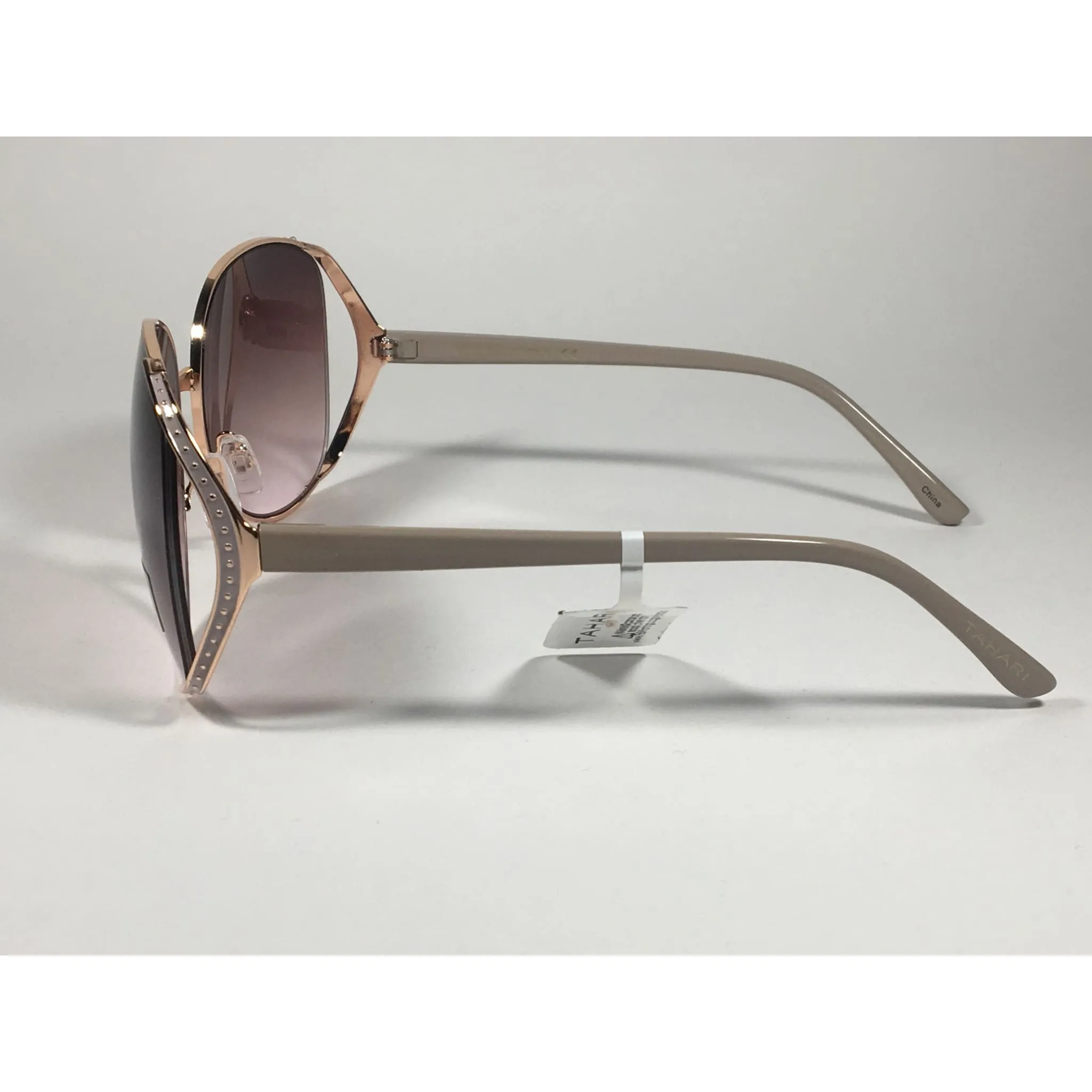 Tahari Oversized Sunglasses Nude Rose Gold Frame Rose Gradient Lens TH751 RGDND