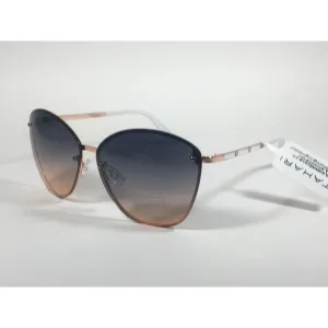Tahari Rimless Cat Eye Sunglasses Rose Gold White Blue Gradient Lens TH652 RGDWH