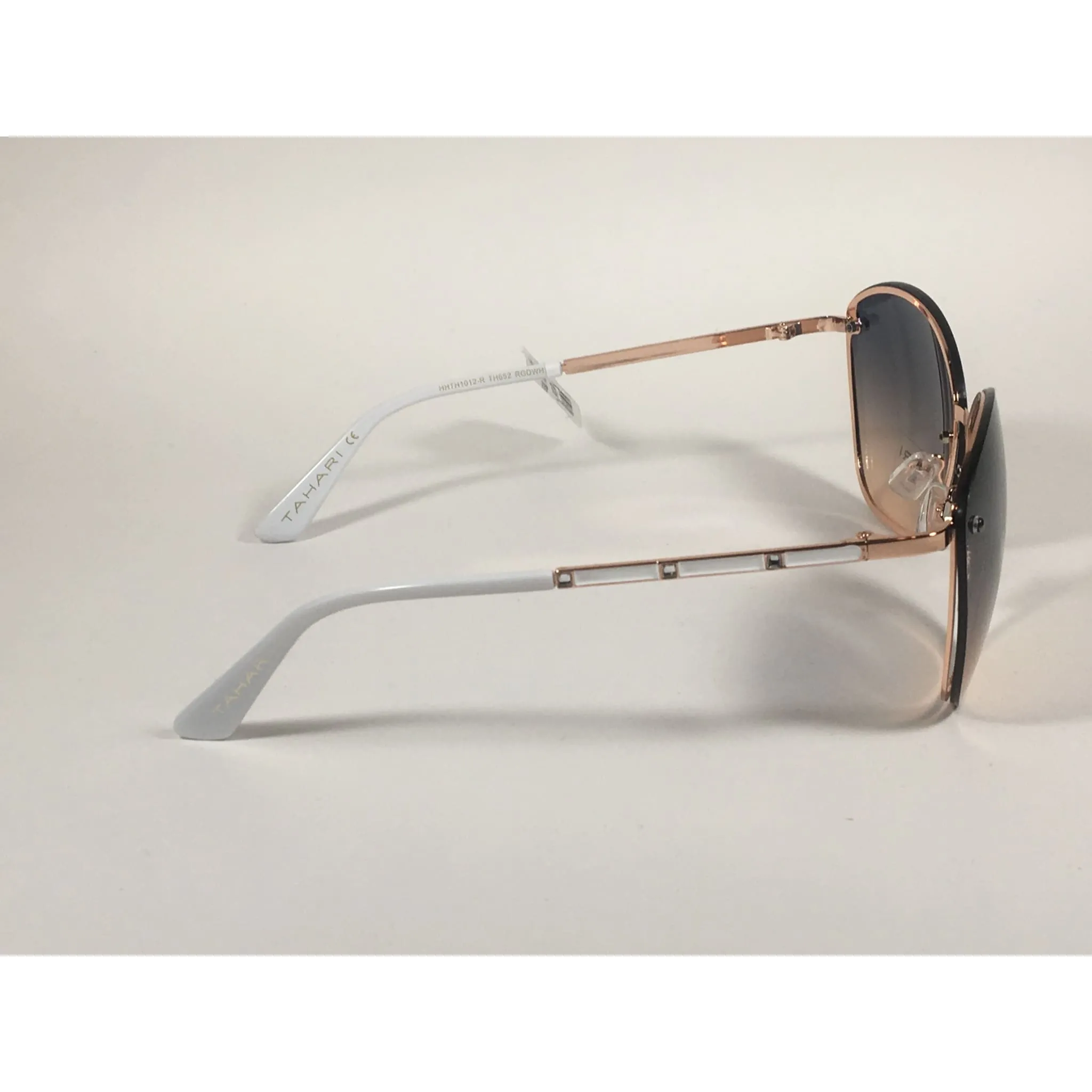 Tahari Rimless Cat Eye Sunglasses Rose Gold White Blue Gradient Lens TH652 RGDWH