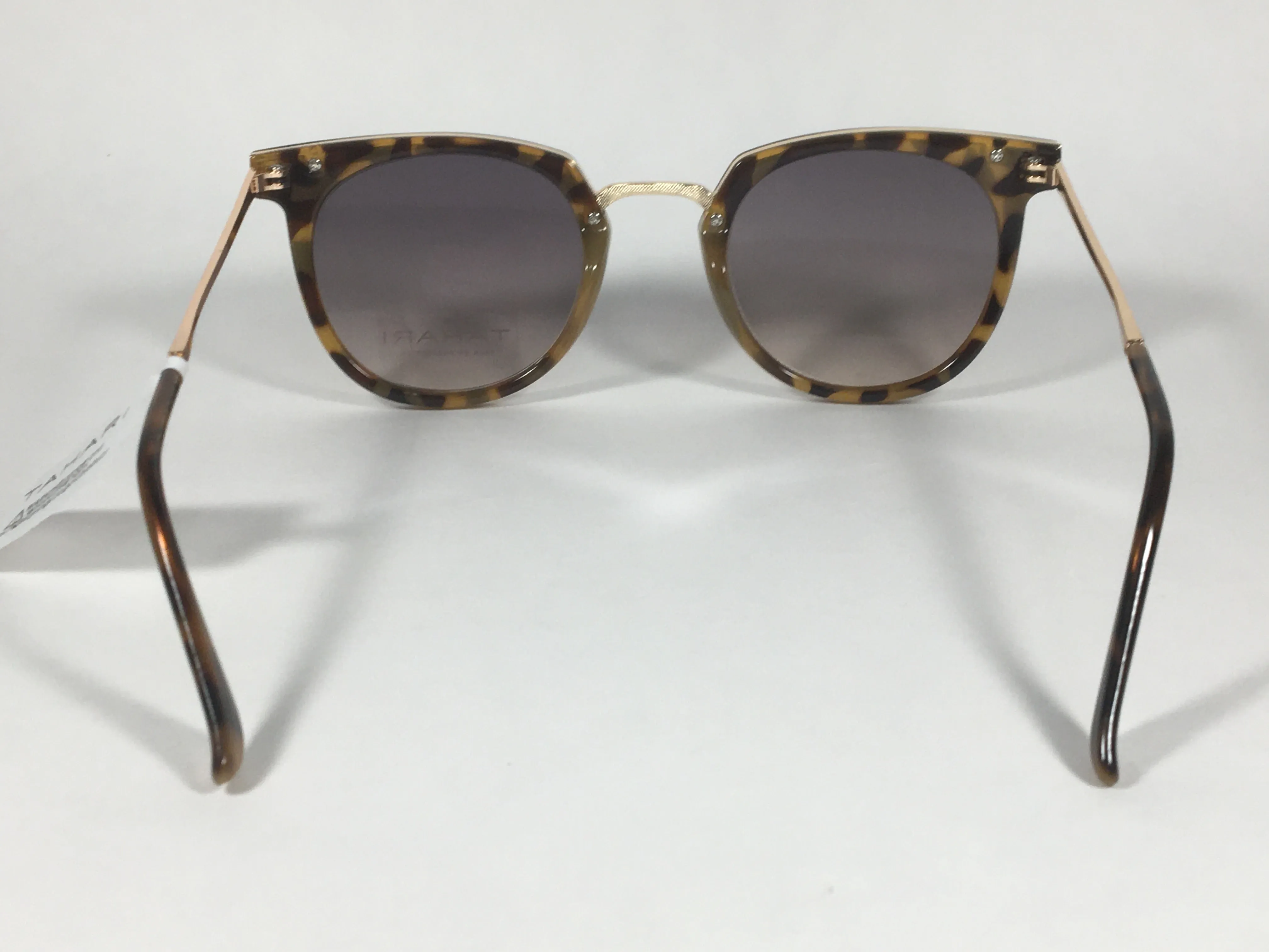 Tahari Round Sunglasses Brown Tortoise Gold Frame Gray Gradient Lens TH713 TS
