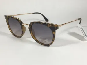 Tahari Round Sunglasses Brown Tortoise Gold Frame Gray Gradient Lens TH713 TS