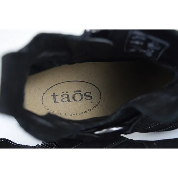 Taos Howdy Black Suede Block Heel Ankle Western Biker Bootie EUR. 36 US 5-5.5