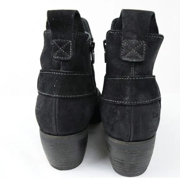 Taos Howdy Black Suede Block Heel Ankle Western Biker Bootie EUR. 36 US 5-5.5