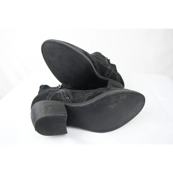 Taos Howdy Black Suede Block Heel Ankle Western Biker Bootie EUR. 36 US 5-5.5
