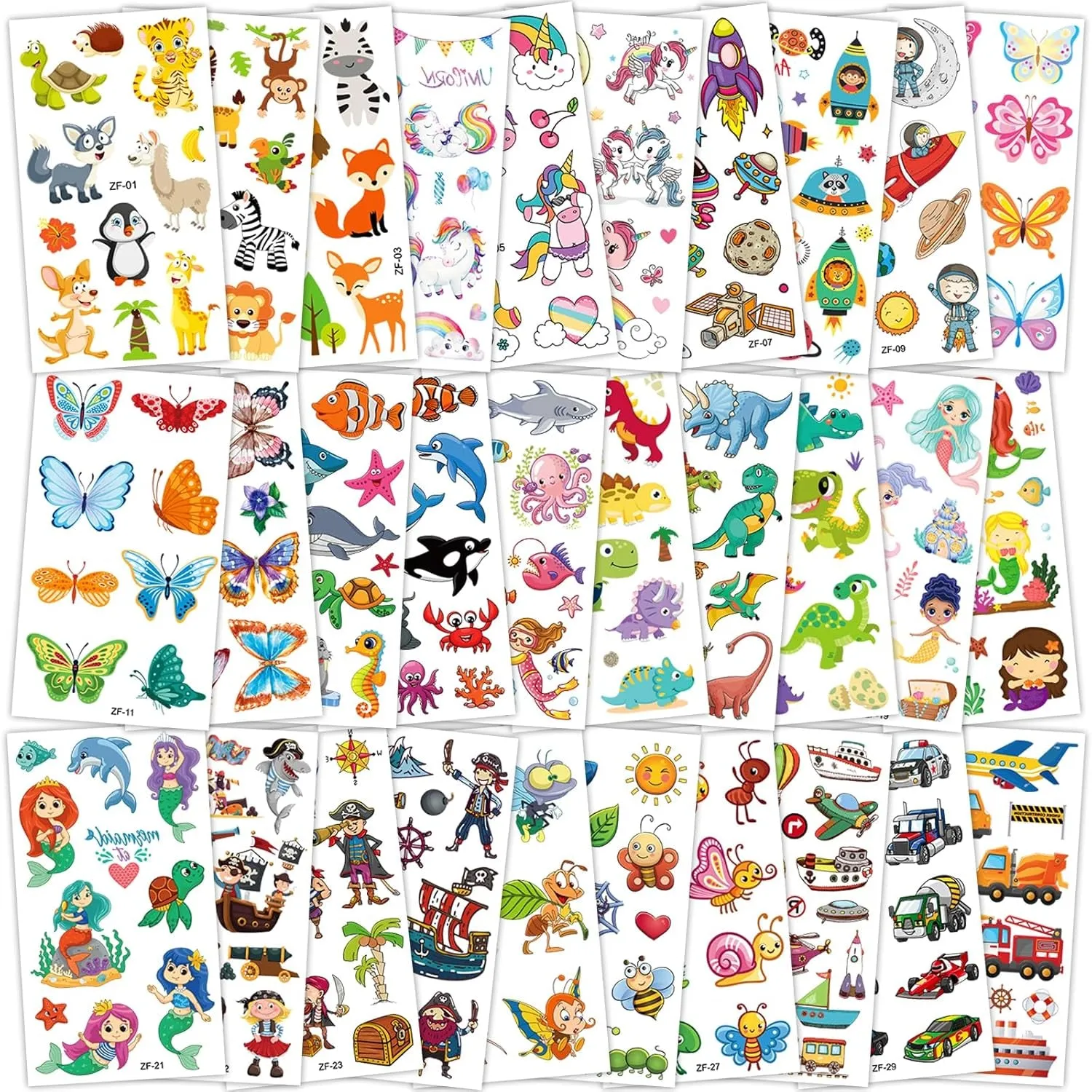 Tattoos for Kids, 300  Mixed Styles Temporary Tattoos Stickers Set for Girls and Boys, Space Dinosaur Animals Butterfly Tattoos for Kids Birthday Party Supplies