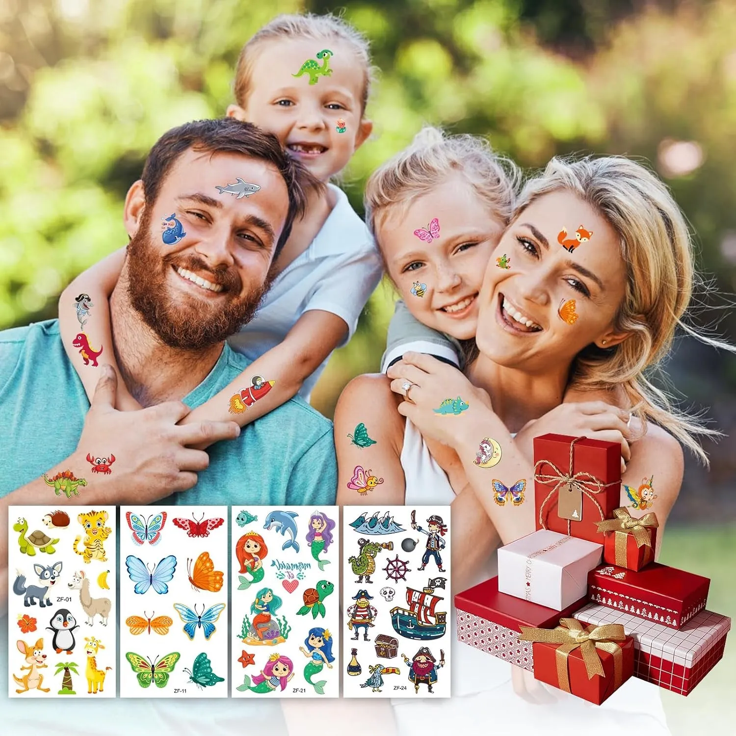 Tattoos for Kids, 300  Mixed Styles Temporary Tattoos Stickers Set for Girls and Boys, Space Dinosaur Animals Butterfly Tattoos for Kids Birthday Party Supplies
