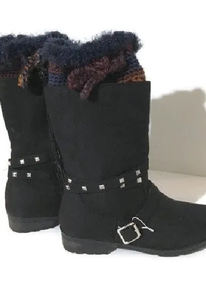 The Blue Andes leg warmers, rust gold, brown, purple, blue pair leg-warmers, crochet, woman size,  cold weather, holiday gift,
