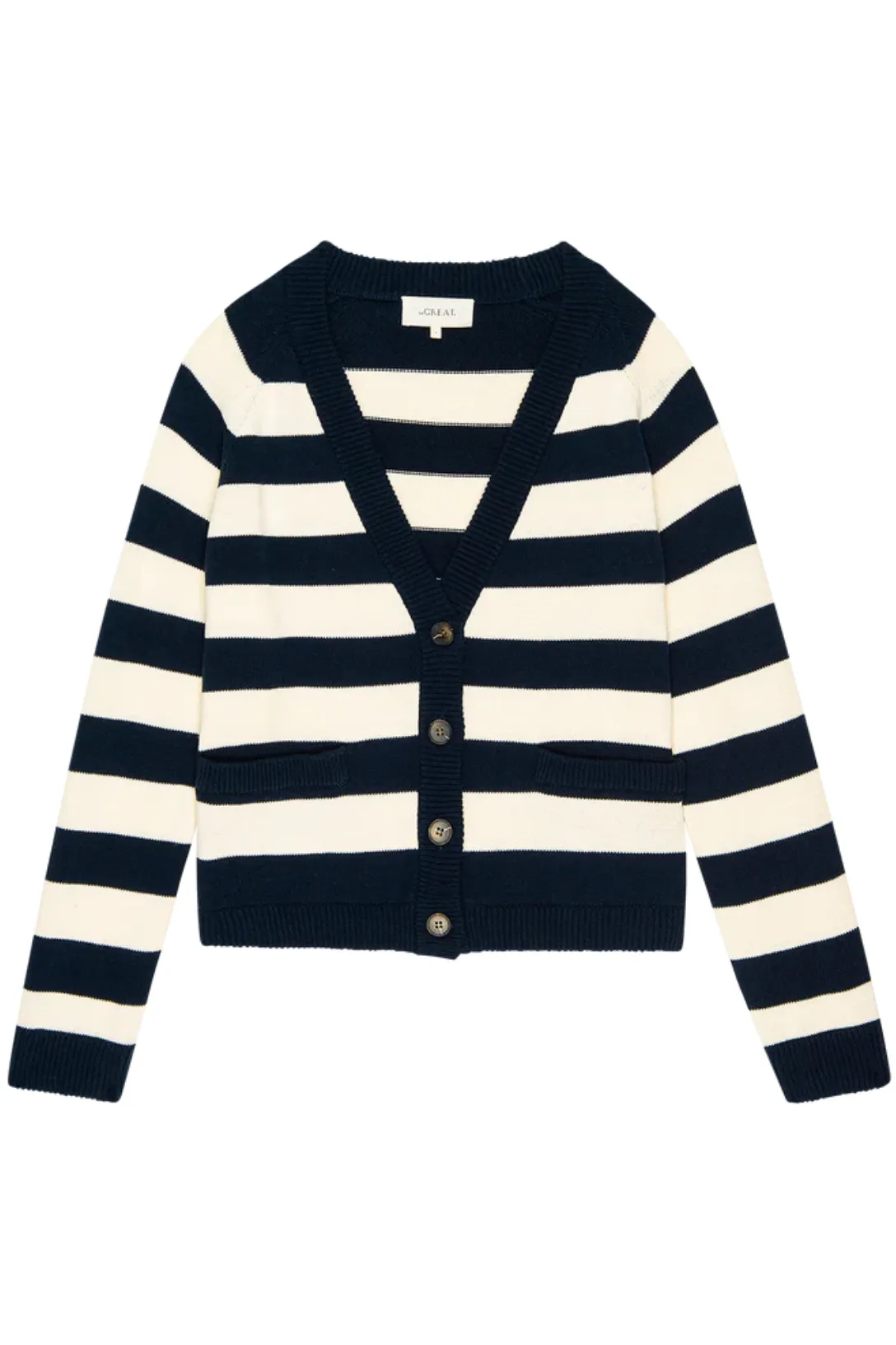 The Varsity Cardigan | Navy Range Stripe