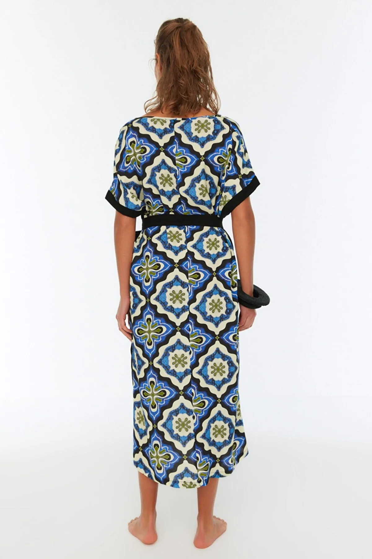 Tile Patterned Tie Kimono&Caftan