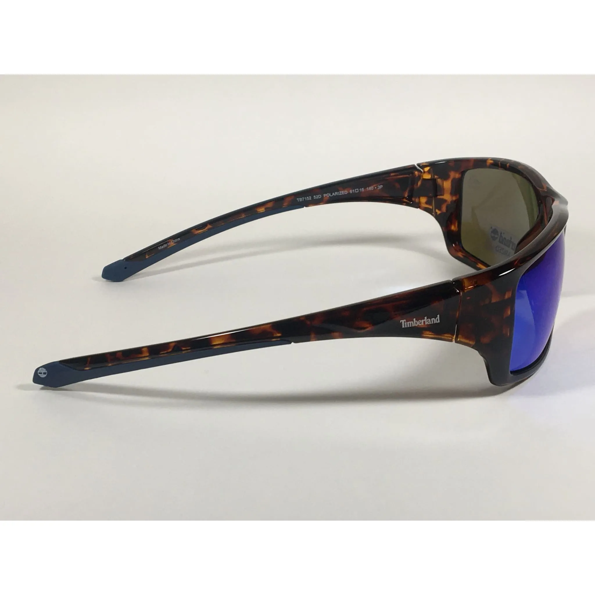Timberland Polarized Wrap Sunglasses Tortoise Blue Mirror Lens TB7152 52D