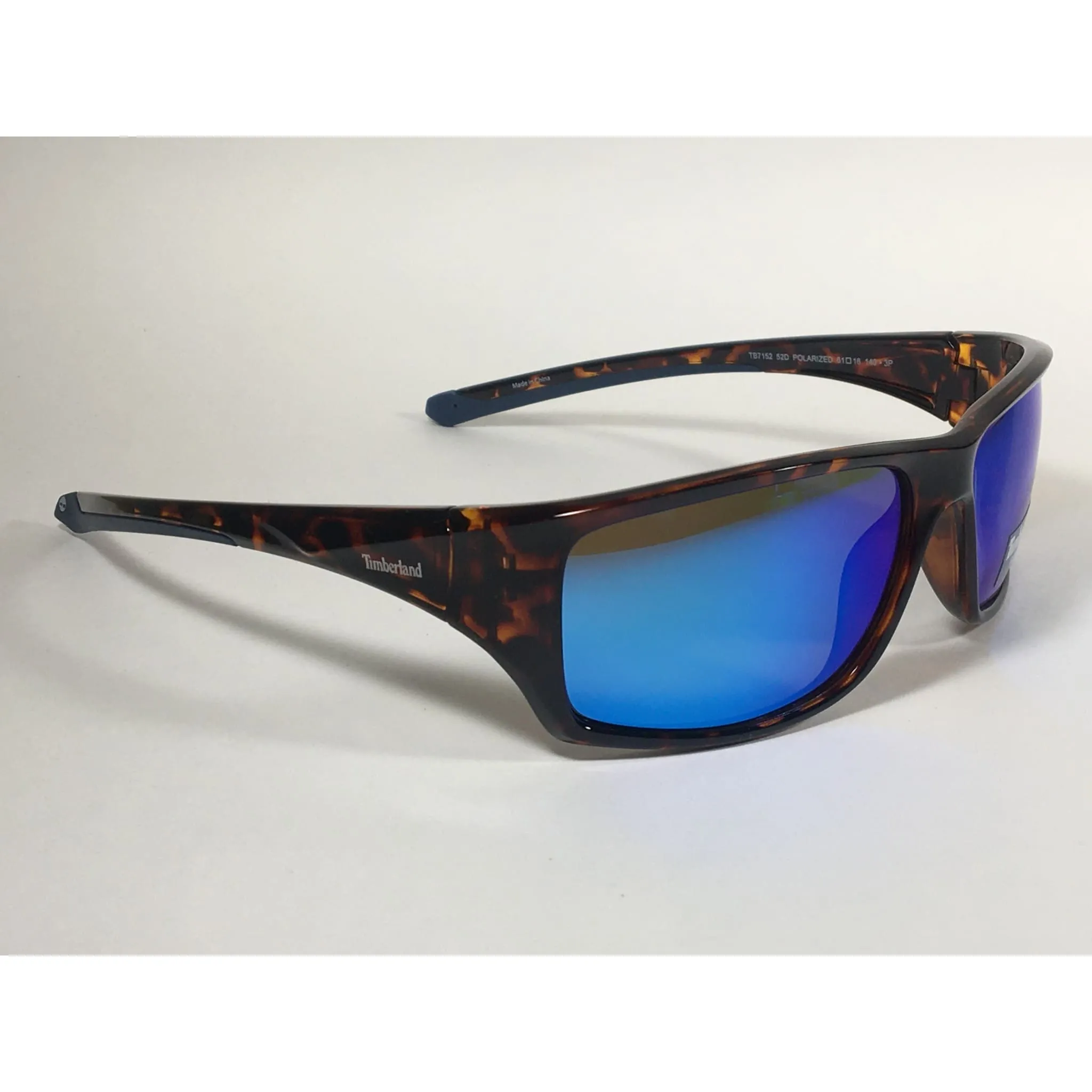 Timberland Polarized Wrap Sunglasses Tortoise Blue Mirror Lens TB7152 52D