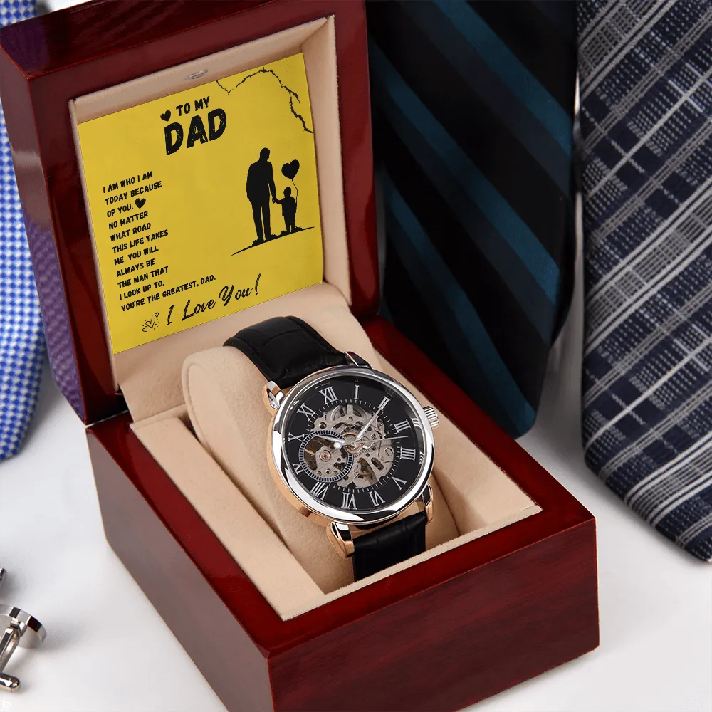 To My Dad Gift, Men's Watch with Mahogany Box