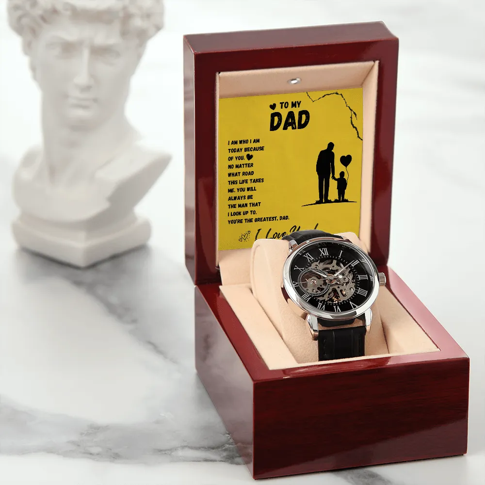 To My Dad Gift, Men's Watch with Mahogany Box