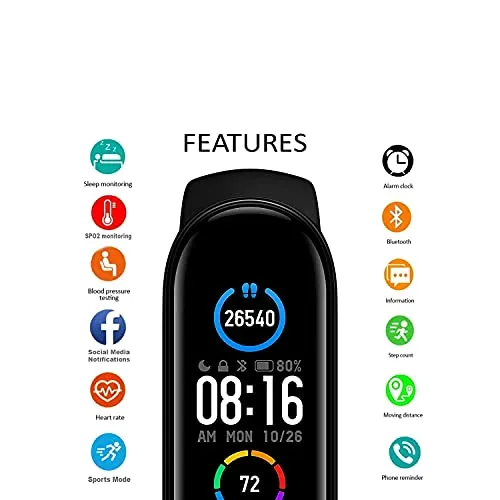 Tokdis Smart Band 2.3 – Fitness Band, 1.1-inch Color Display, USB Charging, 3 Days Battery Life, Activity Tracker, Men’s and Women’s Health Tracking, Beige Strap (Beige)