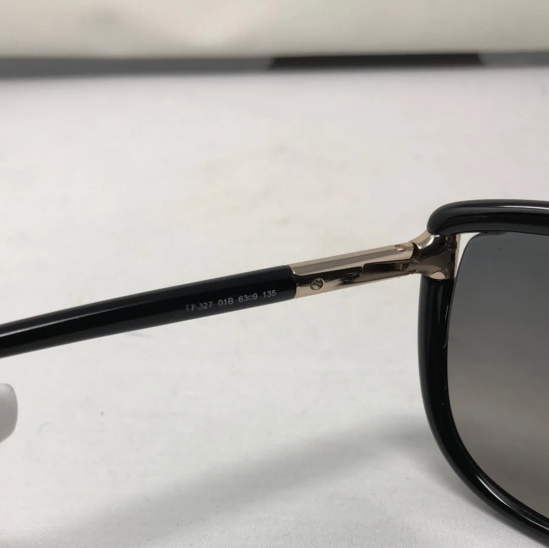 Tom Ford Womens Black Plastic Butterfly Sunnies with Gold Hardware