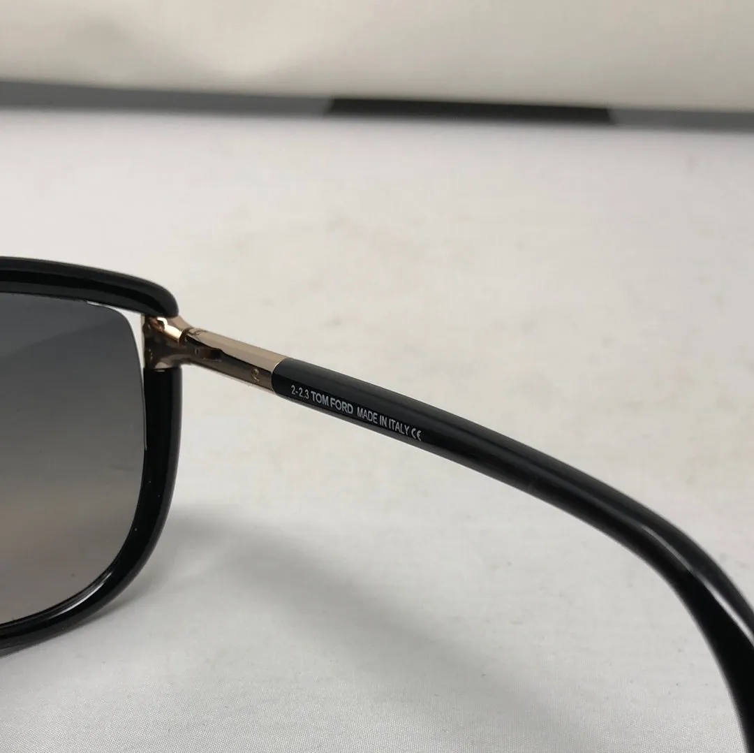 Tom Ford Womens Black Plastic Butterfly Sunnies with Gold Hardware