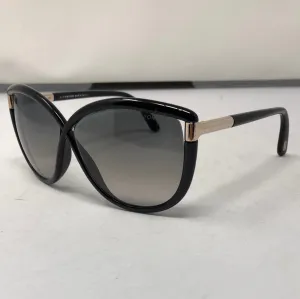 Tom Ford Womens Black Plastic Butterfly Sunnies with Gold Hardware