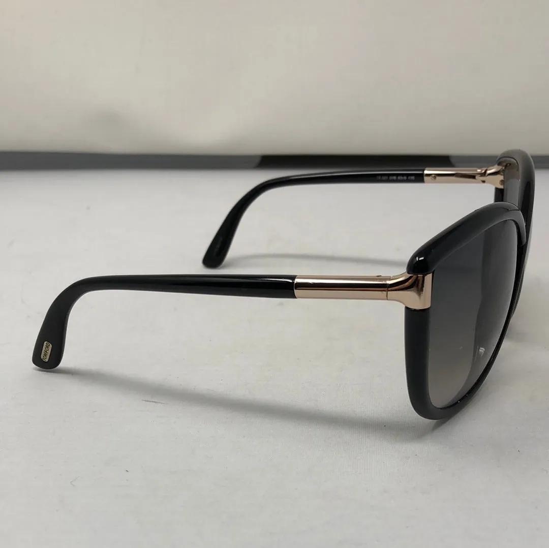 Tom Ford Womens Black Plastic Butterfly Sunnies with Gold Hardware