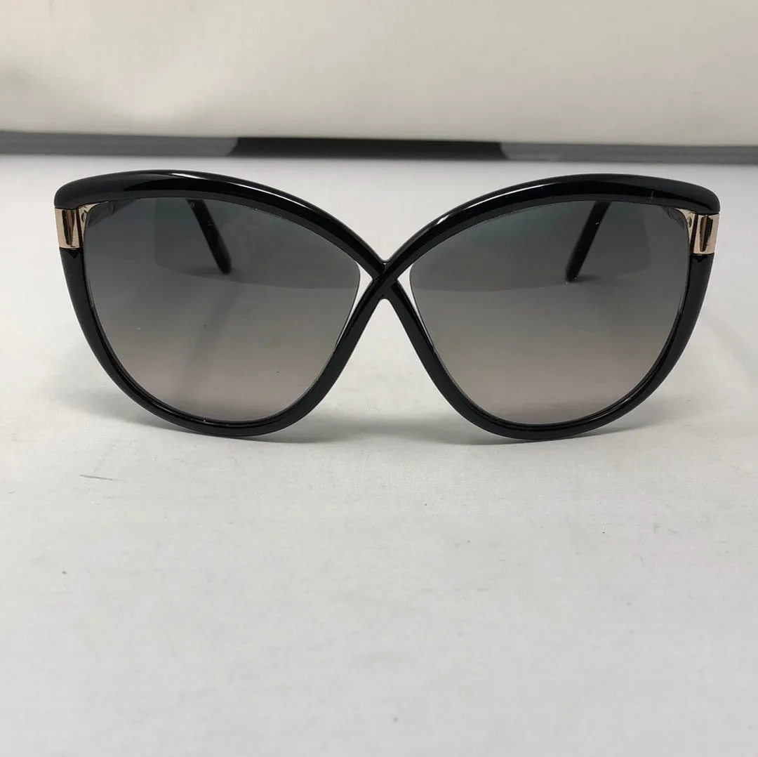 Tom Ford Womens Black Plastic Butterfly Sunnies with Gold Hardware