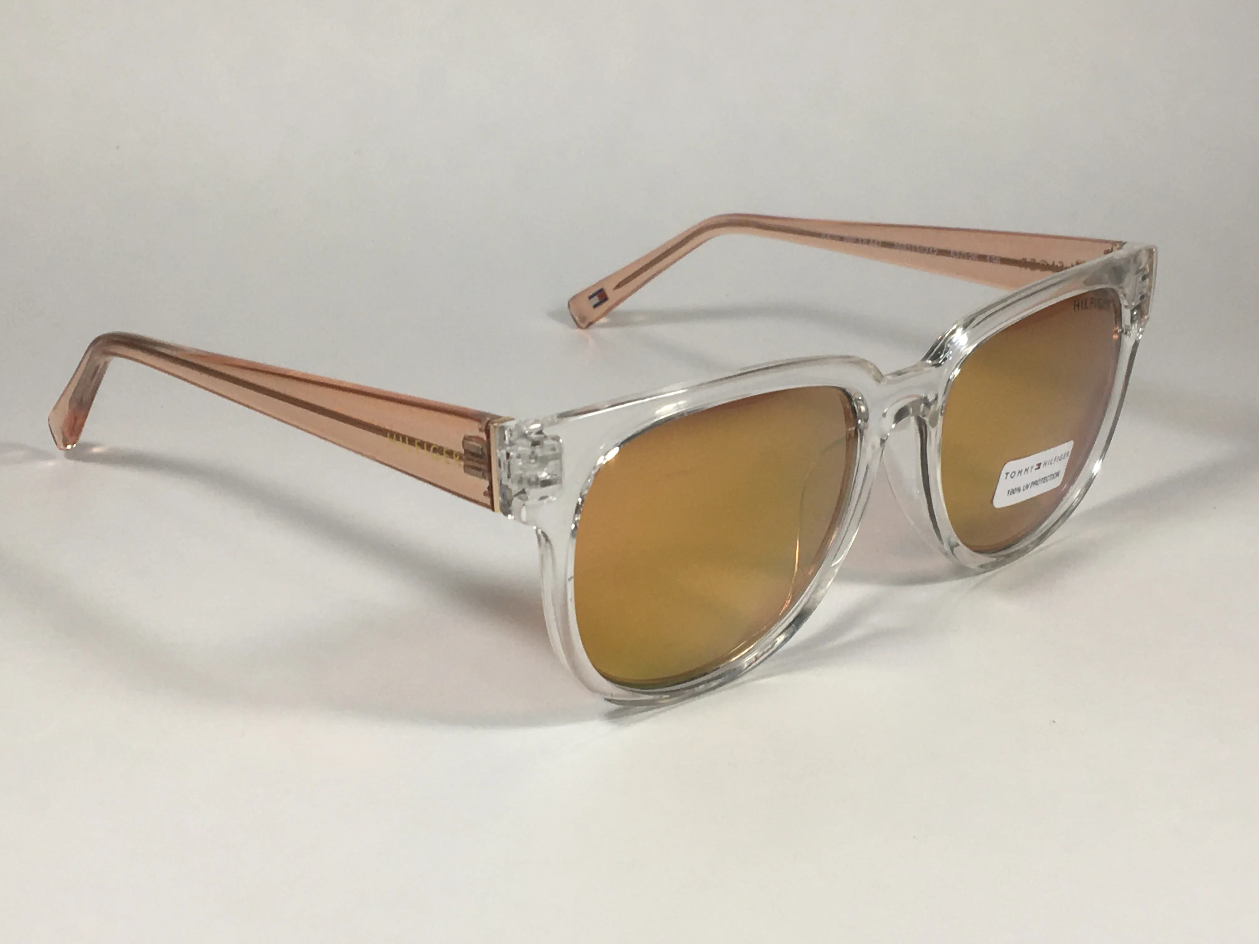 Tommy Hilfiger Kate Square Sunglasses Pink Crystal Rose Gold Mirror Lens KATE WP OL447