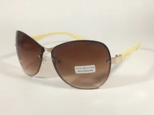 Tommy Hilfiger Melone Rimless Butterfly Sunglasses Gold Cream Frame Brown Gradient Lens MELONE WM OL78