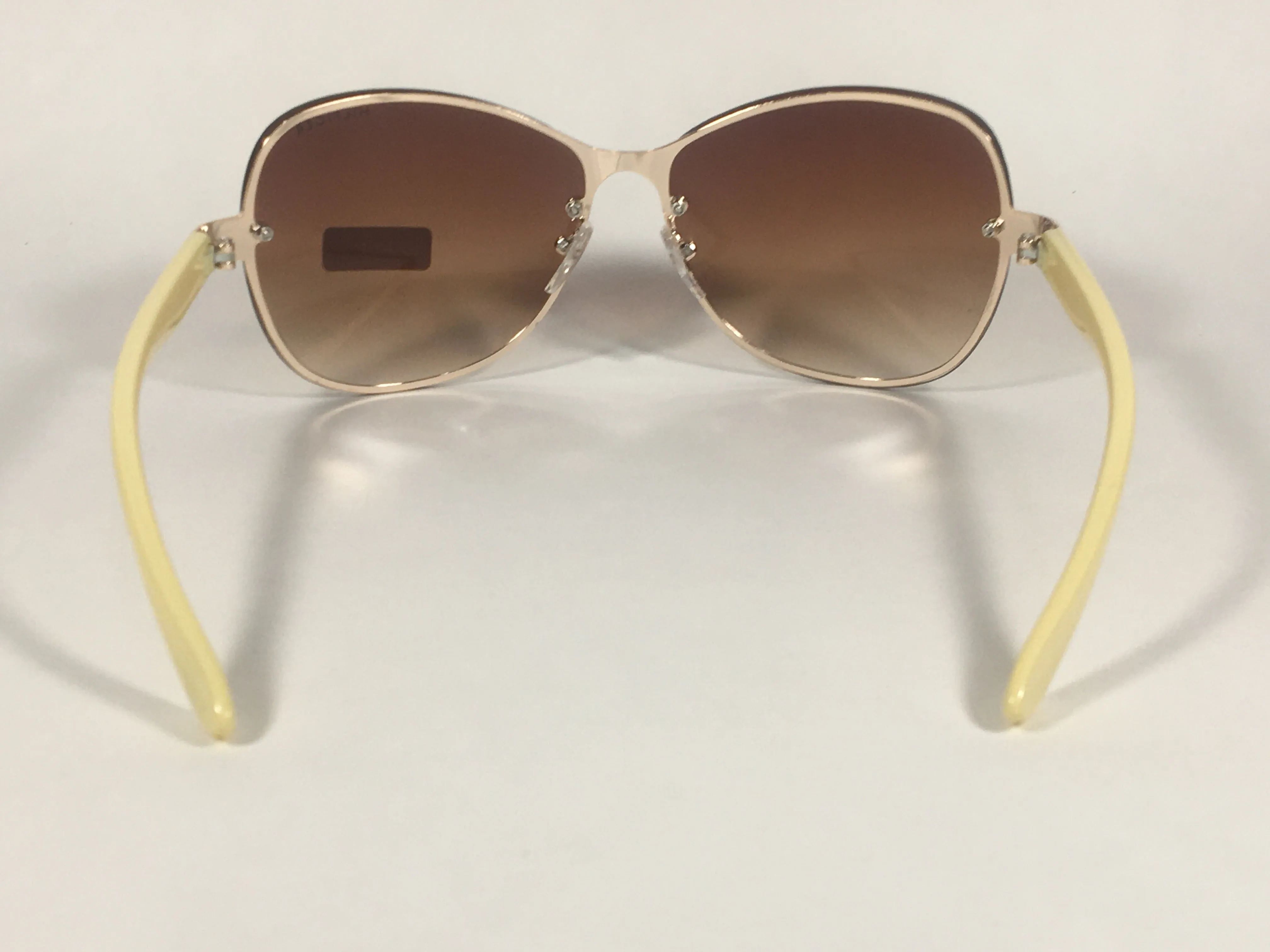 Tommy Hilfiger Melone Rimless Butterfly Sunglasses Gold Cream Frame Brown Gradient Lens MELONE WM OL78