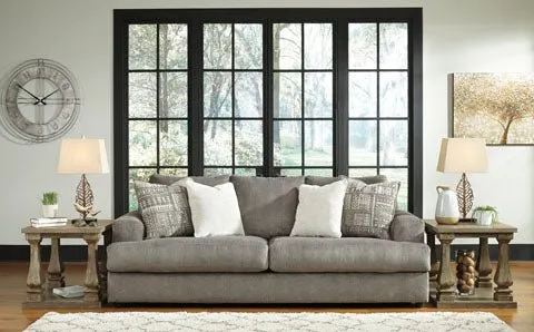 Transitional 2 Seater Herringbone Sofa in Ash