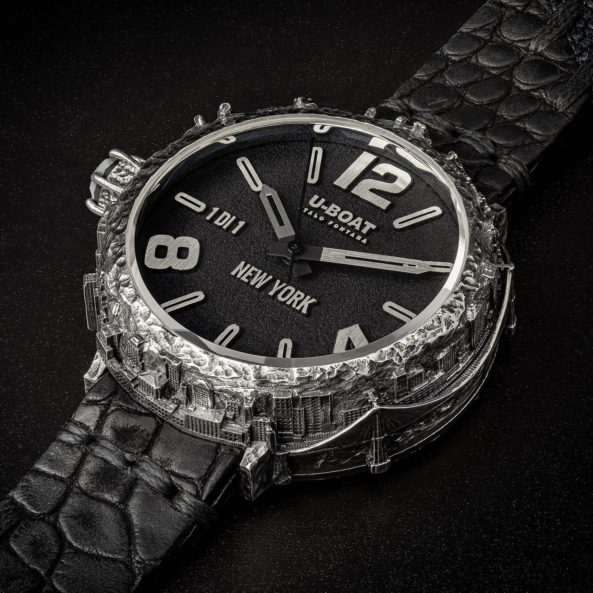 U-Boat New York clock 925 Diamond 45mm Automatic Black Silver 925 New York 925