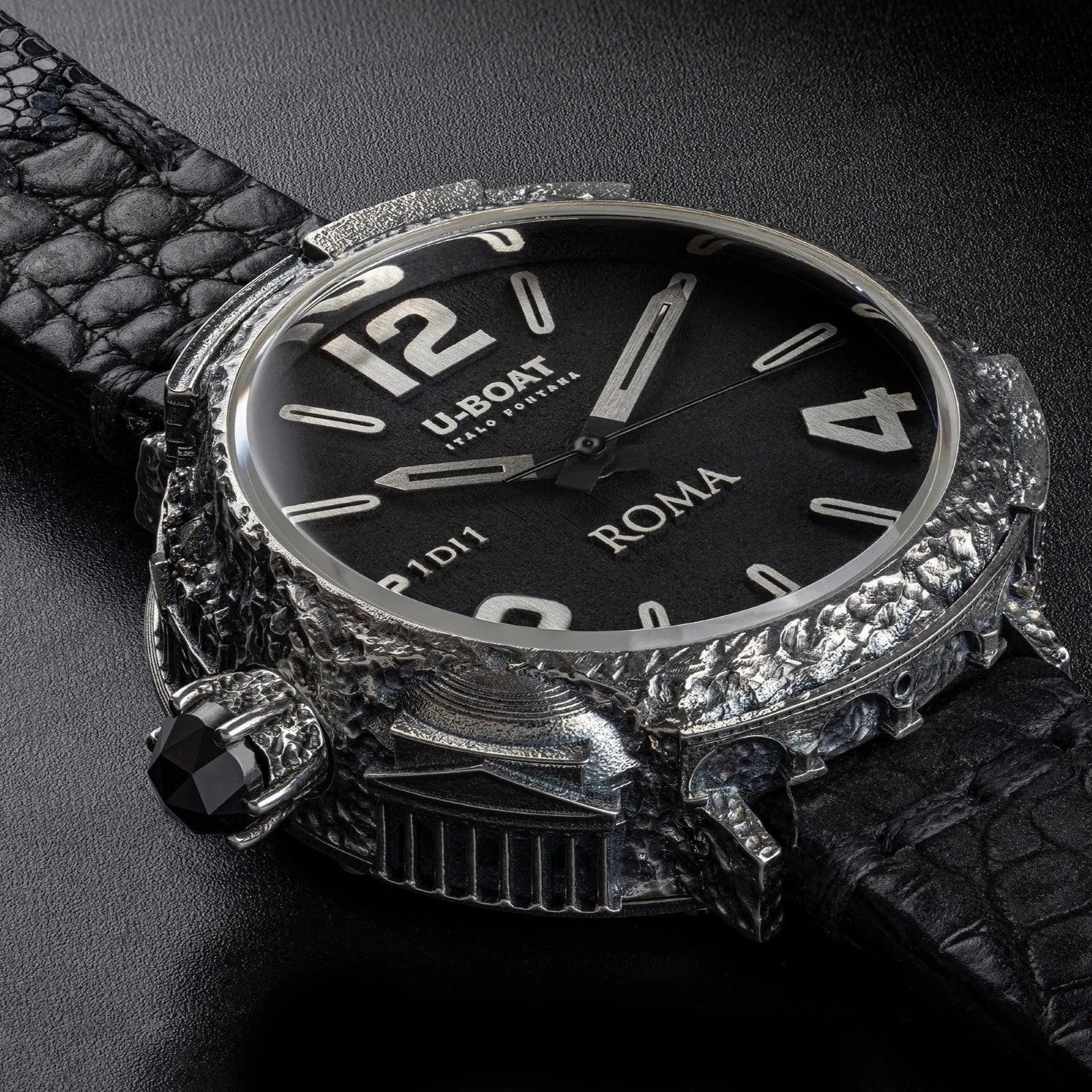 U-Boat Roma Special Edition 45mm Black Automatic Silver 925 Diamond RM925QR