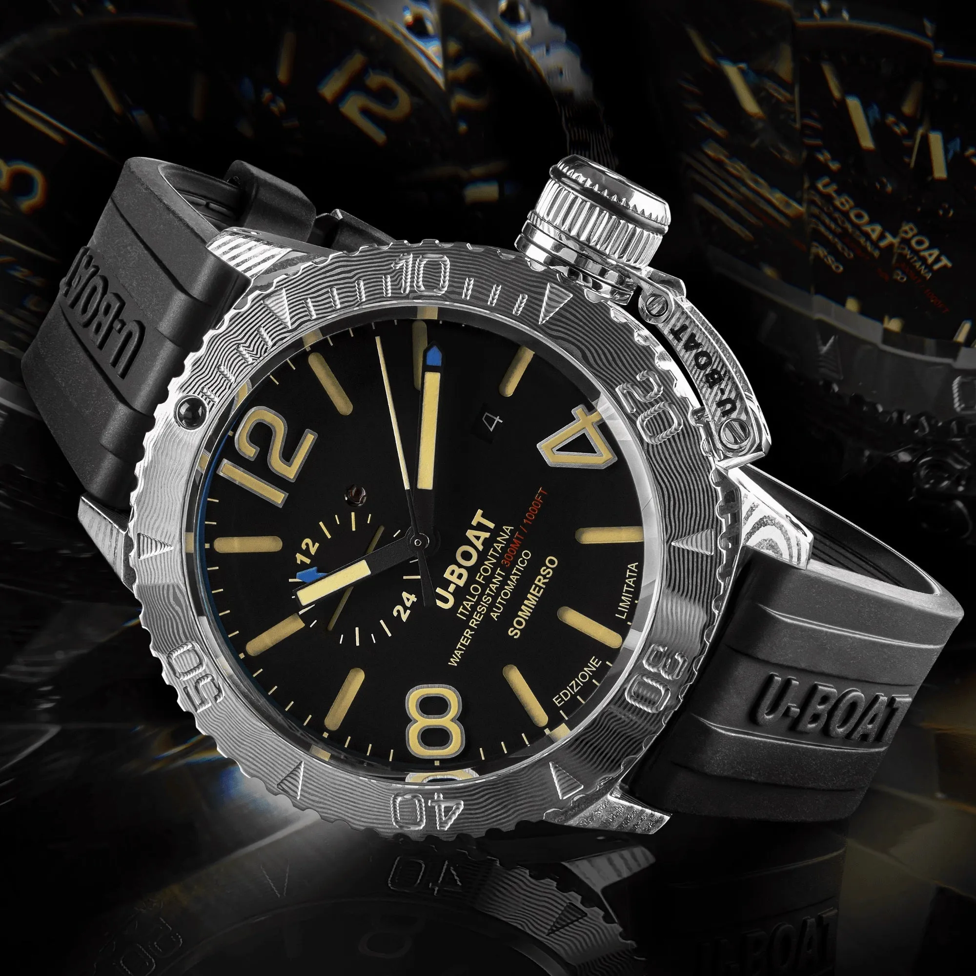 U-Boat Summerso Damascus Right watch 46mm Black Automatic Steel 9988
