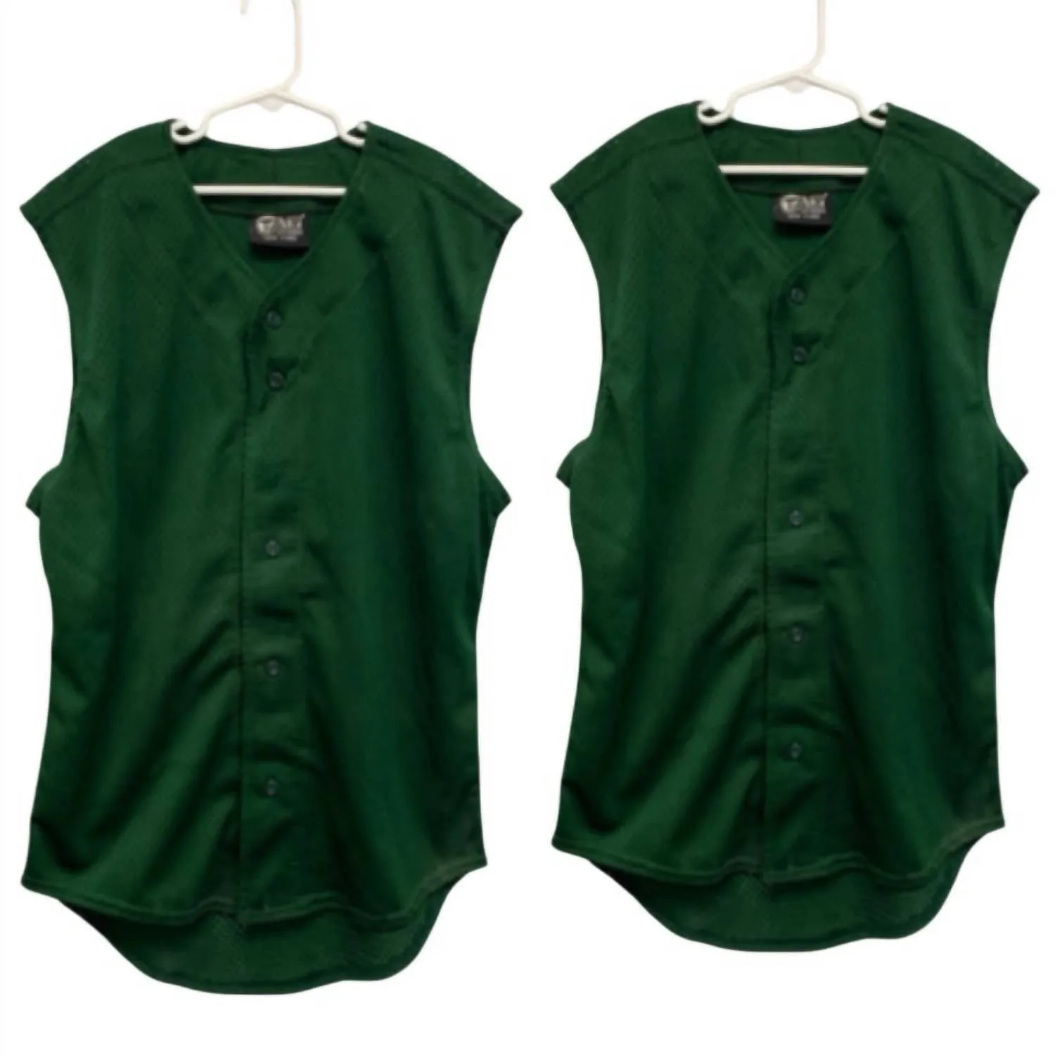 Unisex 2 New Youth Button Down Sports Mesh Jersey Uniform Tank Tops In Green