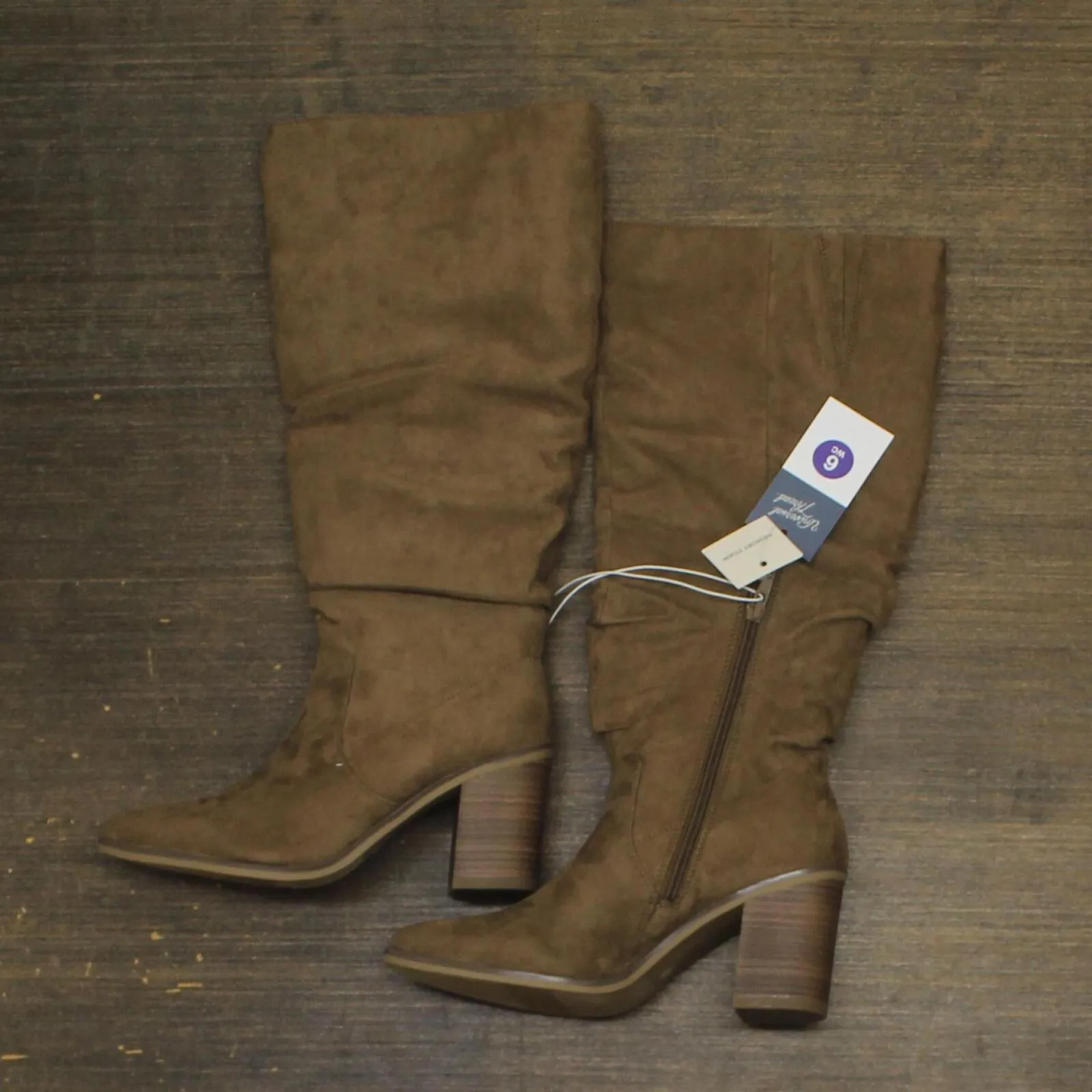 Universal Thread Womens Junie Wide Calf Tall Boots 90975015 Taupe Brown 6M-WC