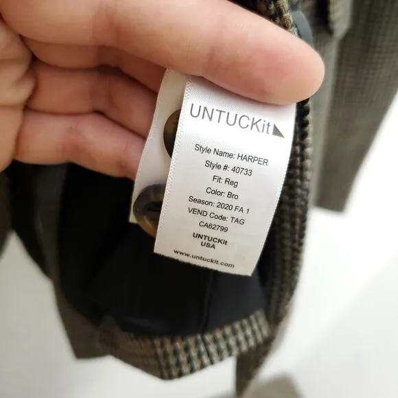 UNTUCKIT Women’s Wool Harper Heritage Print One Button Houndstooth Plaid Blazer