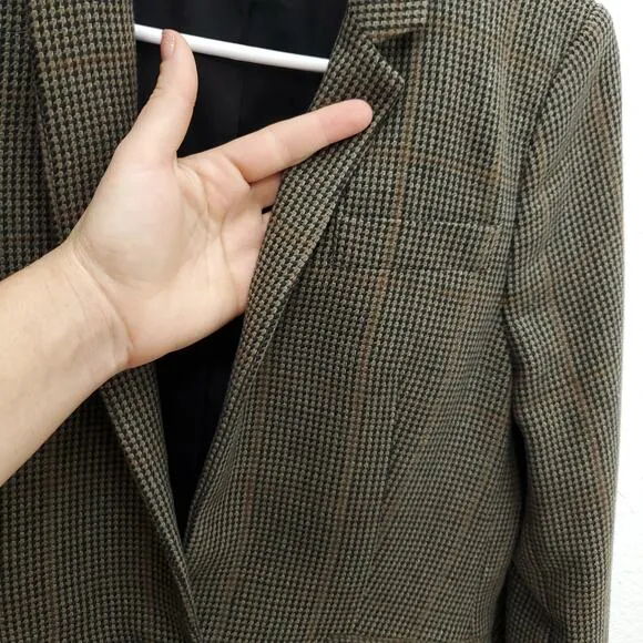 UNTUCKIT Women’s Wool Harper Heritage Print One Button Houndstooth Plaid Blazer