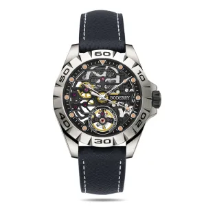 URBAN SKELETON(TITANIUM) Ver 2.0-Silver Hands - 3-Hand Hi-beat(28,800 bph) with 72 hrs Power-reserve Automatic Watch | Black Dial