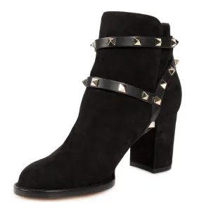 Valentino Black Suede Rockstud Booties