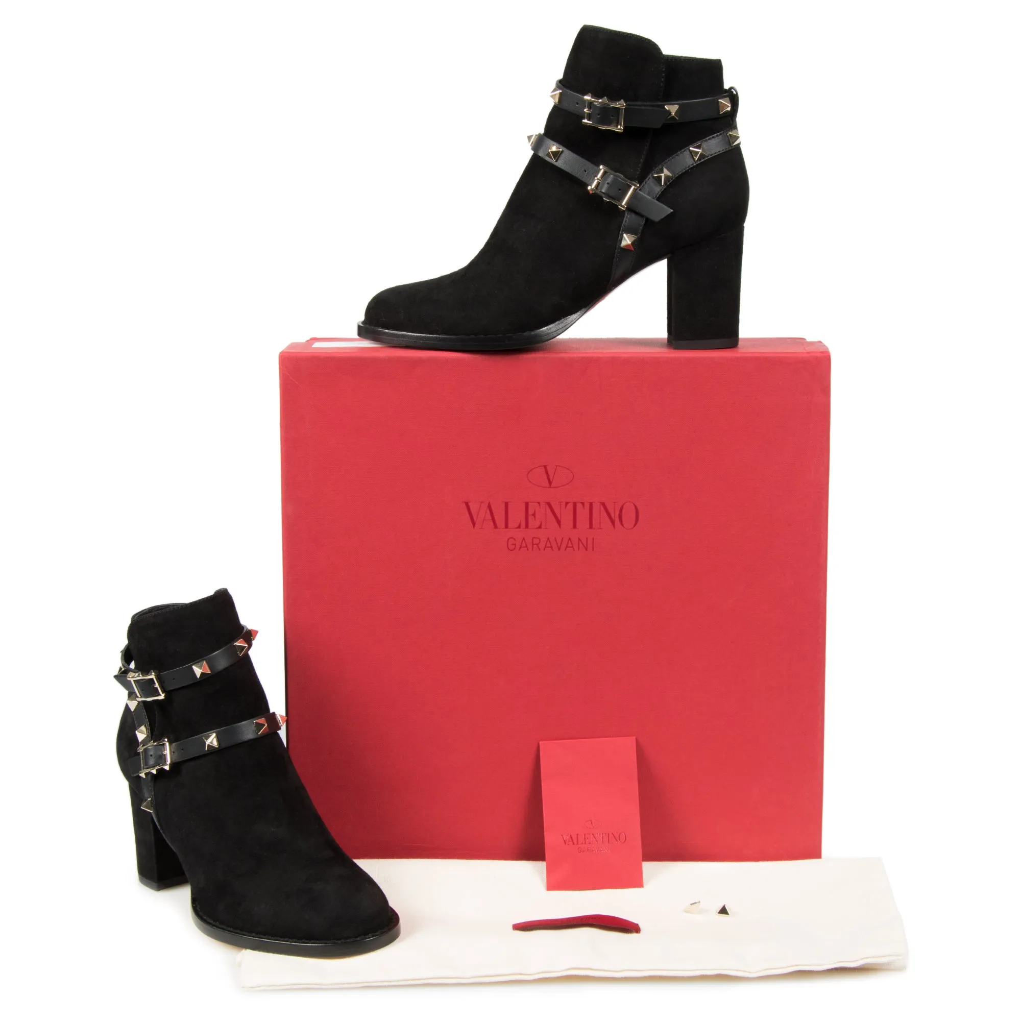 Valentino Black Suede Rockstud Booties
