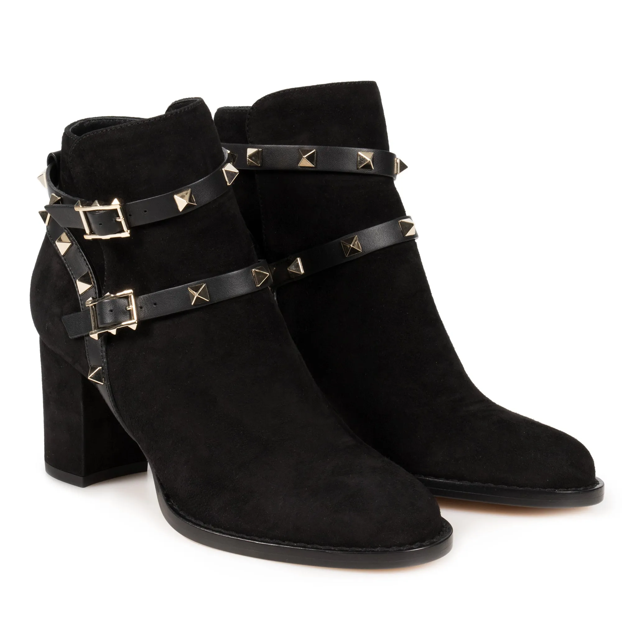 Valentino Black Suede Rockstud Booties