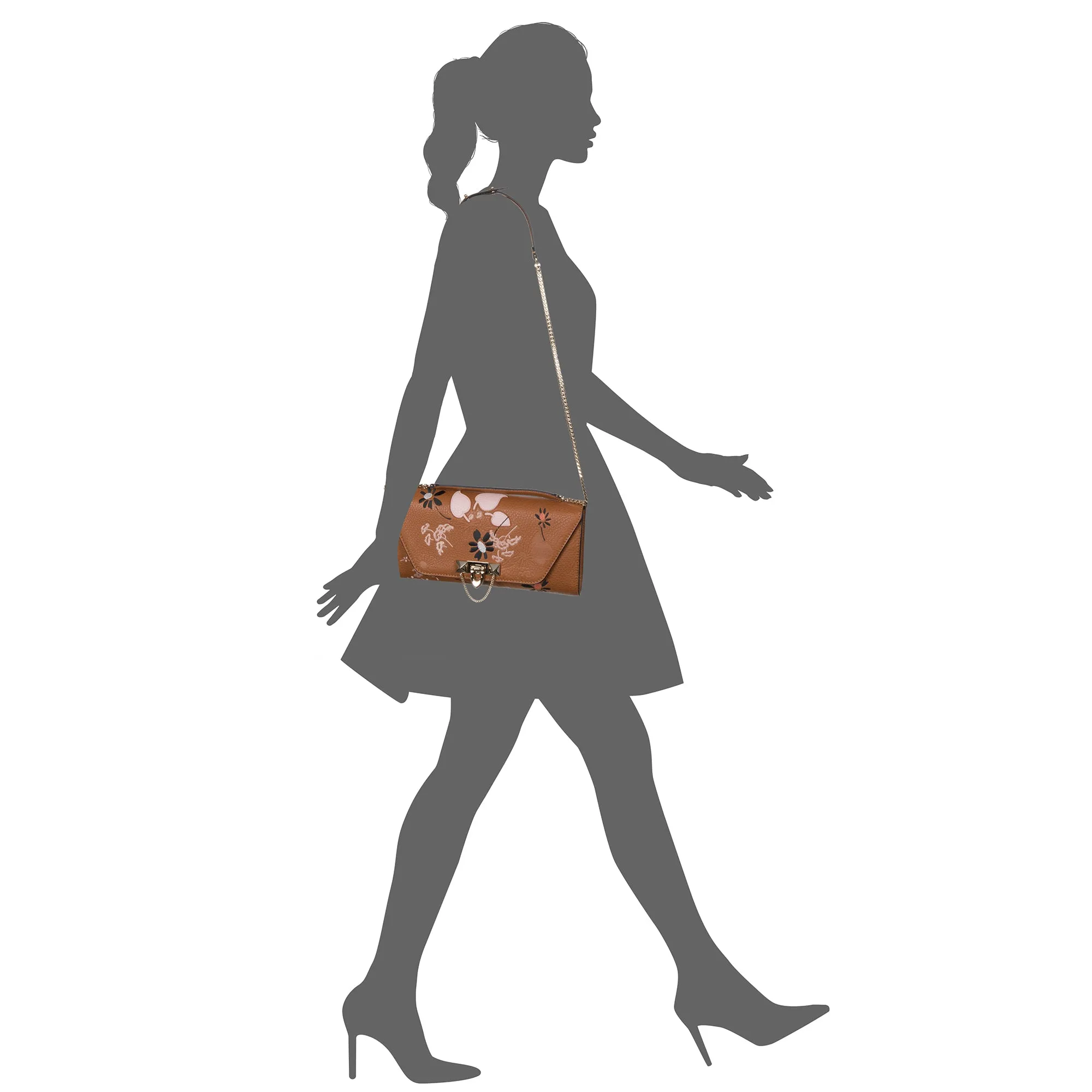Valentino Demilune Clutch Purse in Brown