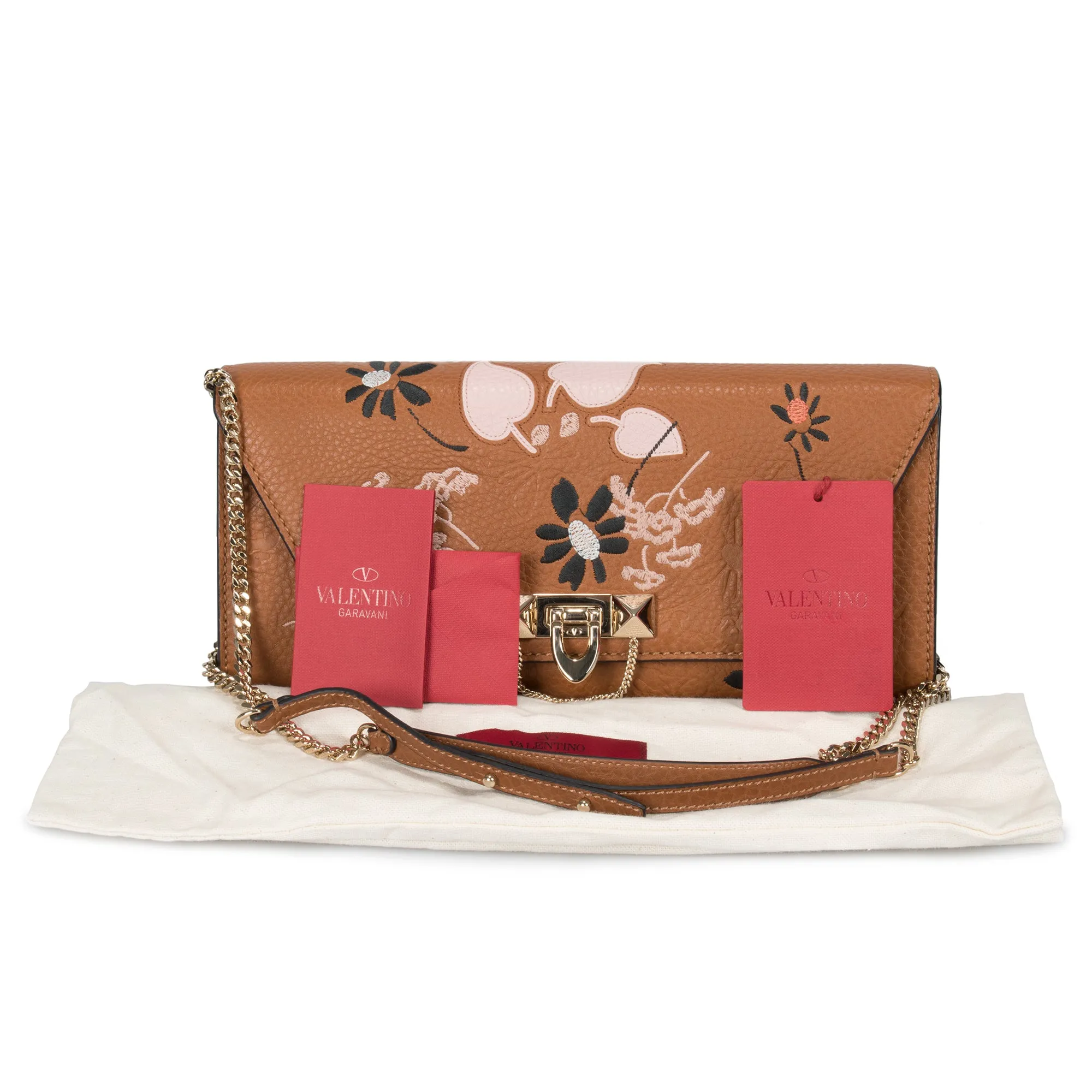 Valentino Demilune Clutch Purse in Brown