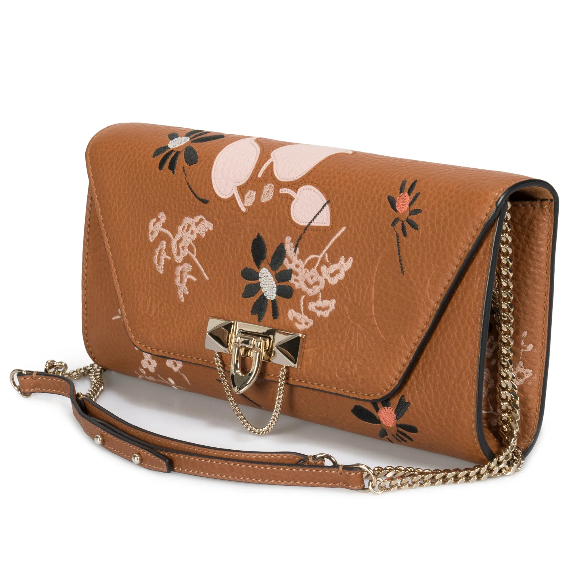 Valentino Demilune Clutch Purse in Brown