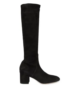Valentino Knee-High Suede Boots in Black