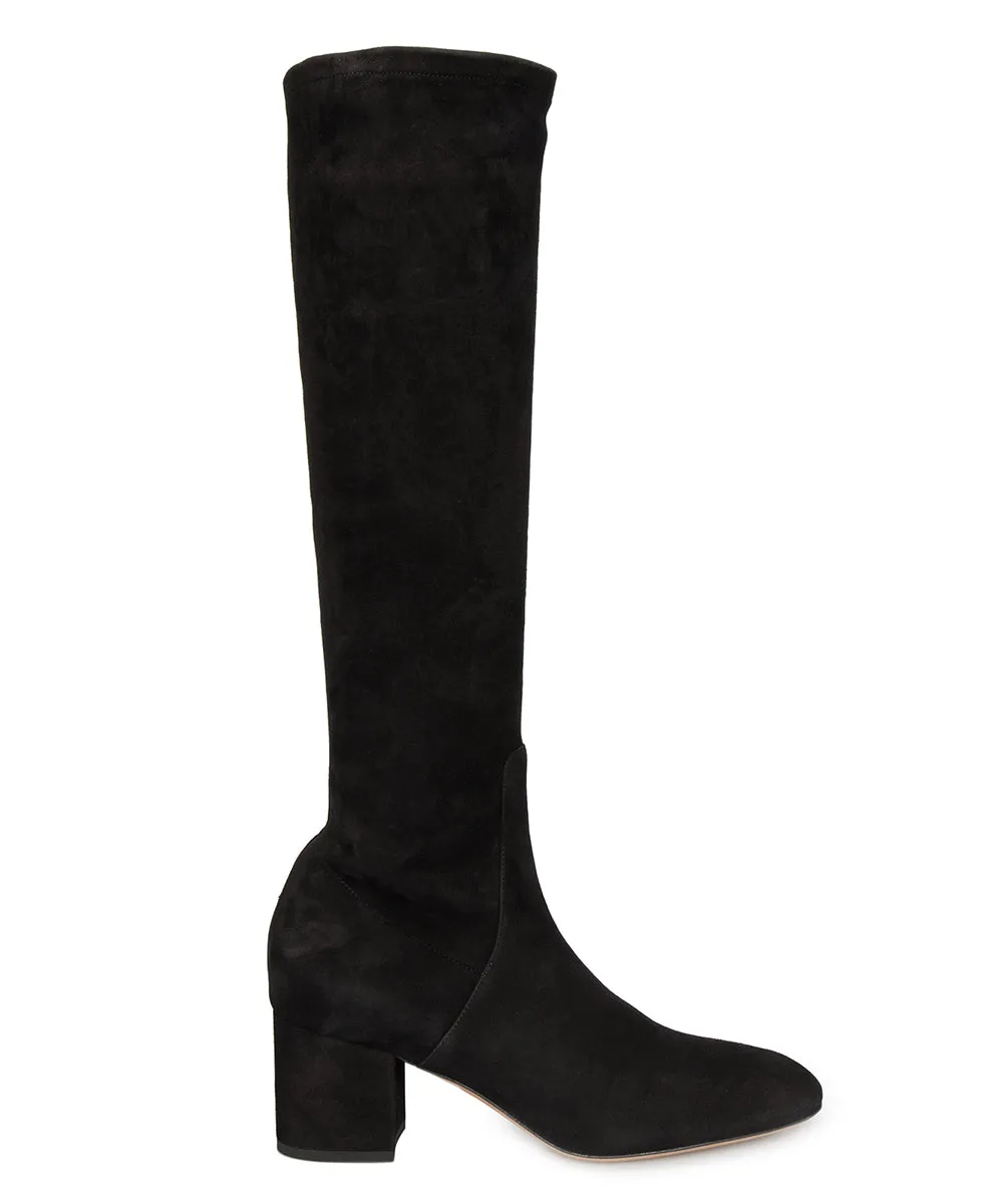 Valentino Knee-High Suede Boots in Black