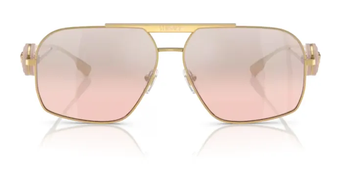 Versace 0VE2269 10027E Gold/Light Pink Mirror Gradient Silver Men's Sunglasses