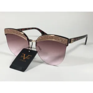 Versace 19V69 Italia Paola Rimless Cat Sunglasses Gold Glitter Brown and Pink Gradient Lens