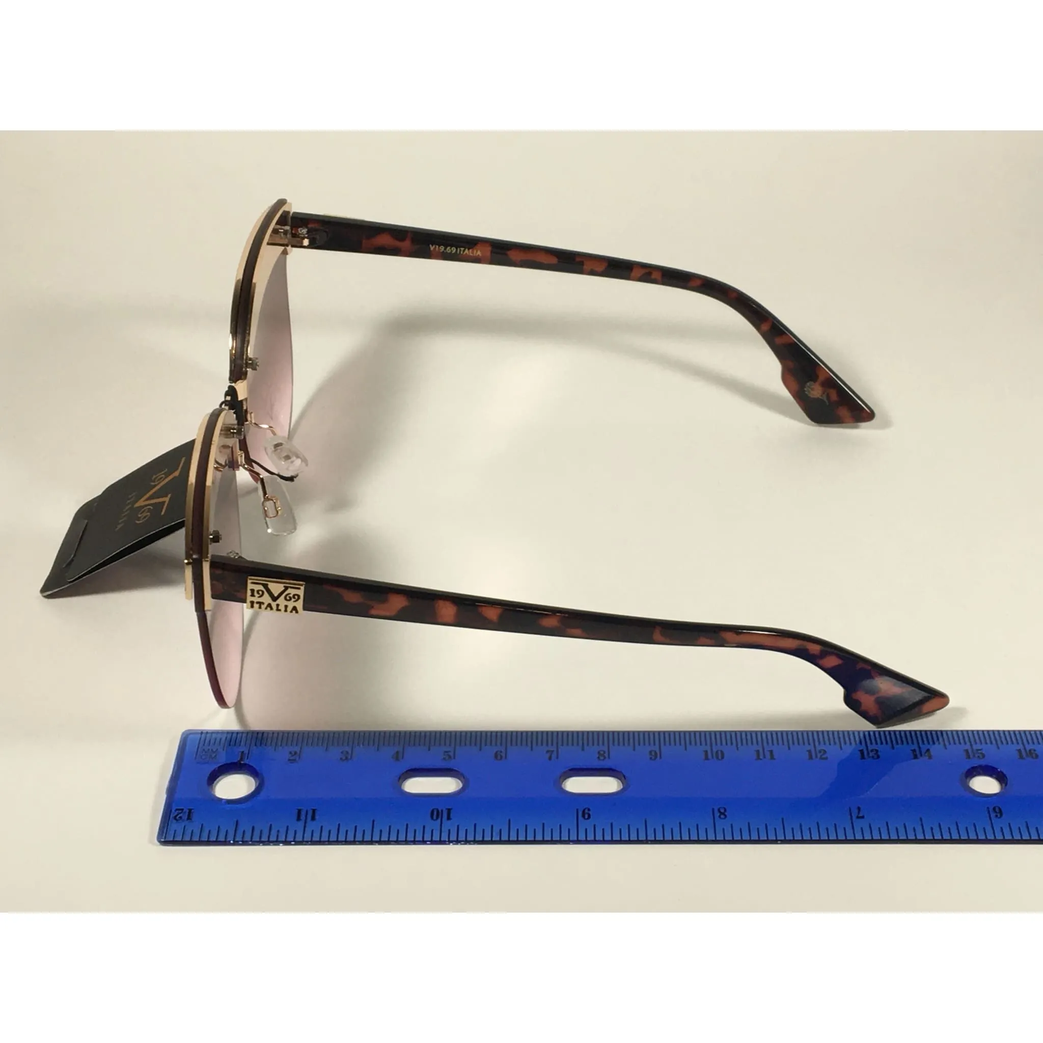 Versace 19V69 Italia Paola Rimless Cat Sunglasses Gold Glitter Brown and Pink Gradient Lens