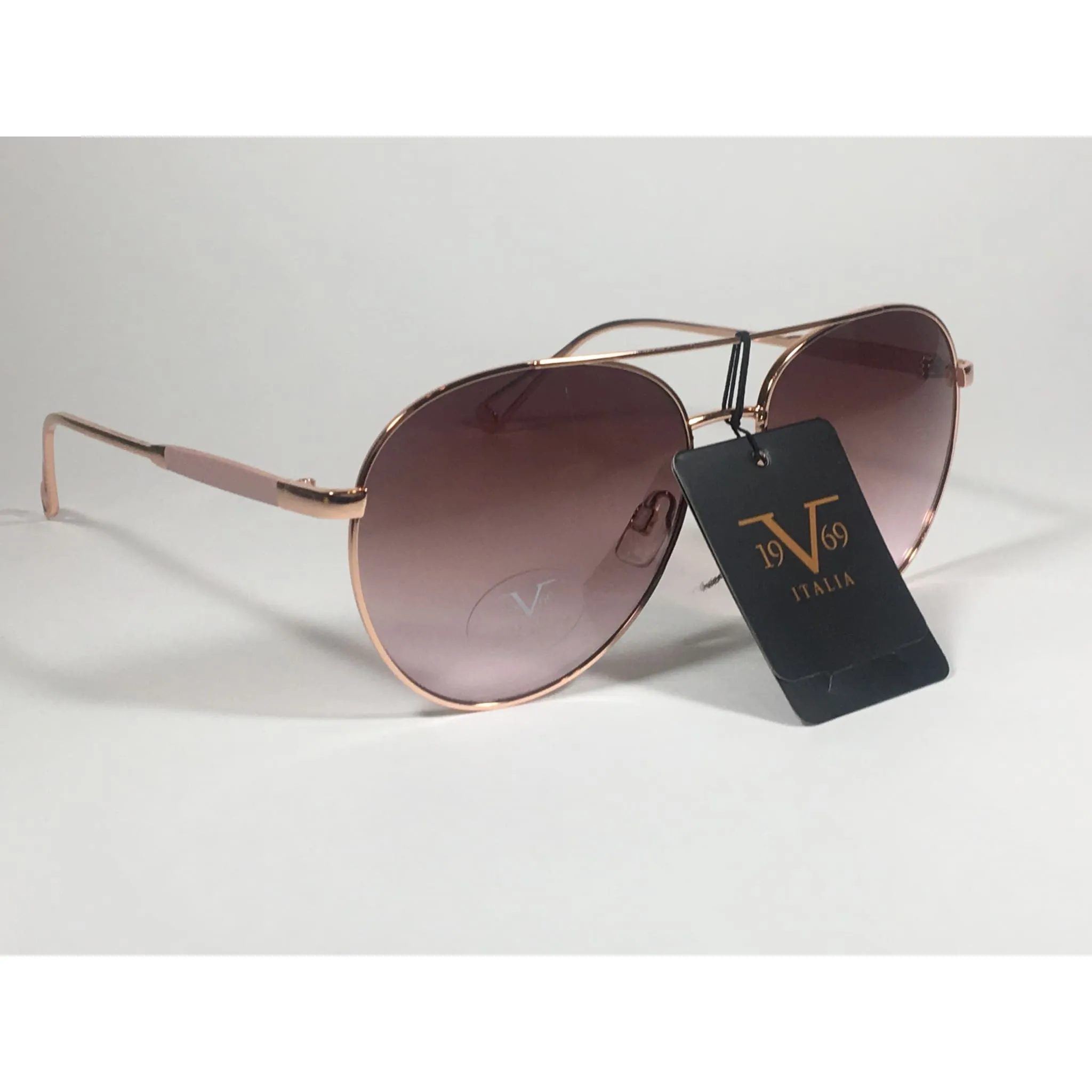 Versace 19V69 Italia RGD PIPPA Aviator Pilot Sunglasses Rose Gold Metal Brown Gradient Lens