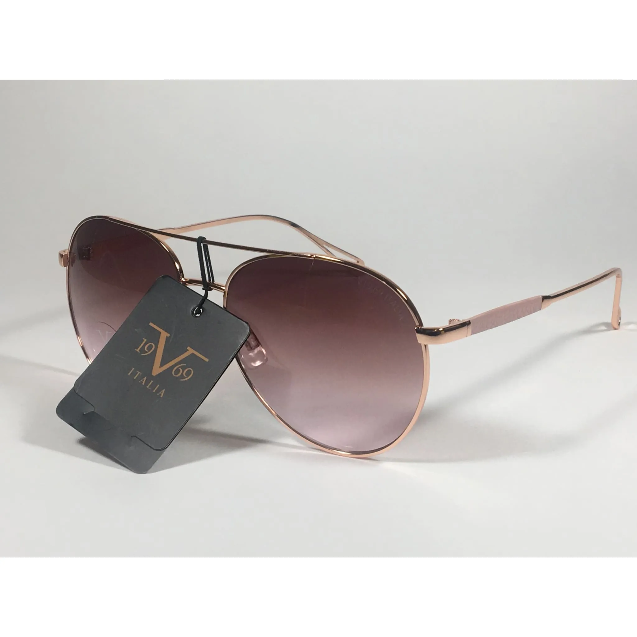 Versace 19V69 Italia RGD PIPPA Aviator Pilot Sunglasses Rose Gold Metal Brown Gradient Lens