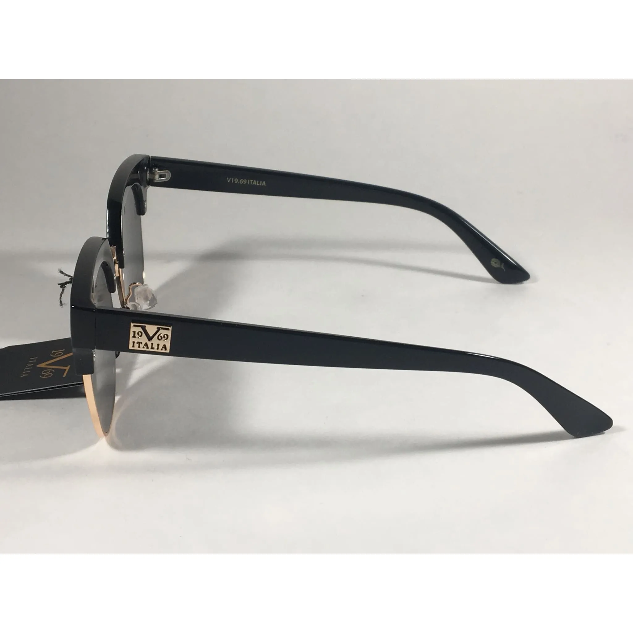 Versace 19V69 Italia Valentina Club Sunglasses Black Gold Horn Rim With Gray Lens